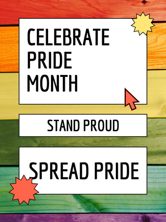 Designvorlage Inspirierender Satz über Stolz mit LGBT-Farben für Poster US