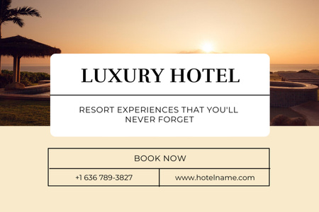 Luxury Hotel with Beautiful Sunset Postcard 4x6in Design Template