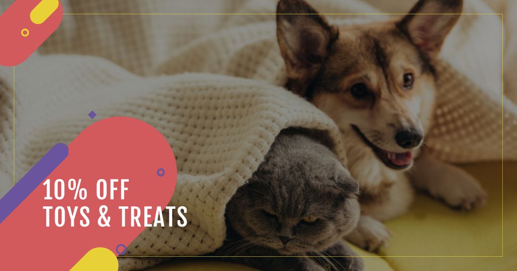Ontwerpsjabloon van Facebook AD van Toys and Treats for Pets Offer