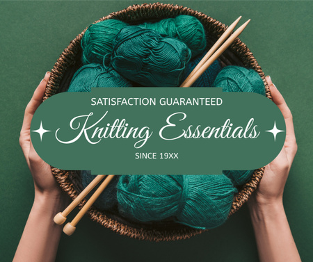 Knitting Fair Announcement with Green Skein Facebook Design Template