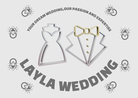 Template di design Annuncio di Wedding Planner con abito e icona del vestito Postcard 5x7in