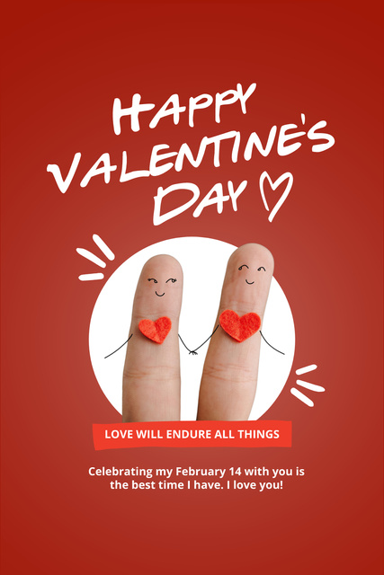 Happy Valentine's Day on Red Pinterestデザインテンプレート