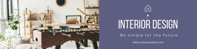 Interior Design Ad with Foosball in Room LinkedIn Coverデザインテンプレート