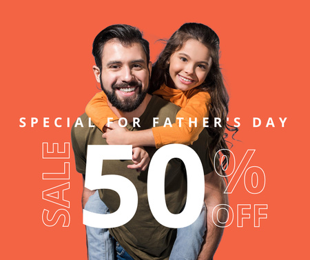 Father's Day Discount Offer on Orange Facebook Design Template