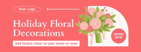 Modèle de visuel Commander des services de composition florale festive avec un joli bouquet - Facebook cover