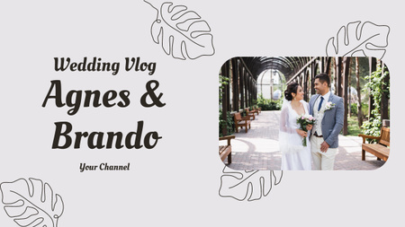 Wedding Video Vlog Announcement with Happy Bride and Groom Youtube Thumbnail Design Template