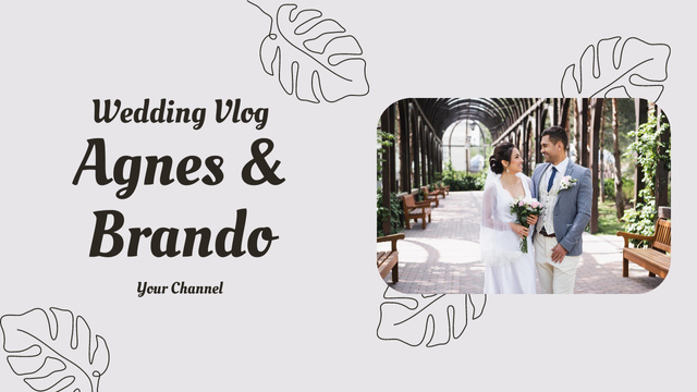 Wedding Video Vlog Announcement with Happy Bride and Groom Youtube Thumbnailデザインテンプレート