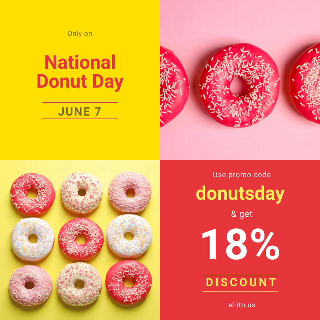 Delicious glazed donuts on National Donut Day Instagram Modelo de Design