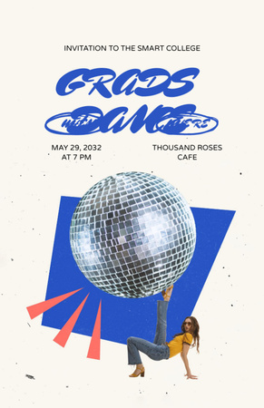 Plantilla de diseño de Graduation Party Ad With Disco Ball Invitation 5.5x8.5in 