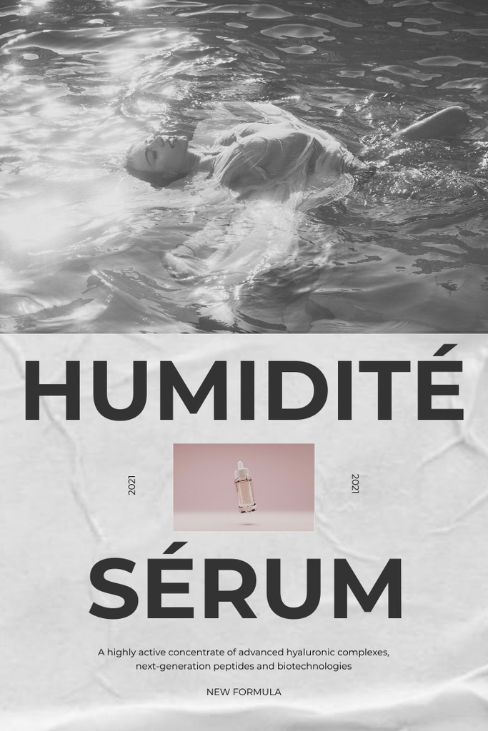Skincare Serum Offer with Woman in Water Pinterest Design Template
