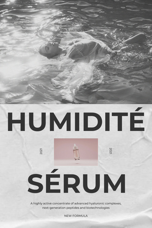 Template di design offerta siero per la cura della pelle con donna in acqua Pinterest