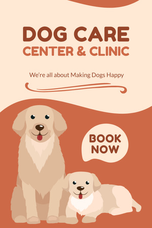 Klinikan ja koirien hoitokeskuksen mainostaminen Pinterest Design Template