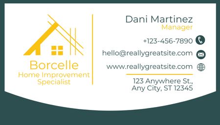 House Improvement Specialist's Green Business Card US Design Template