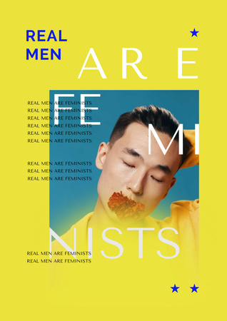 Platilla de diseño Phrase about Men are Feminists Poster
