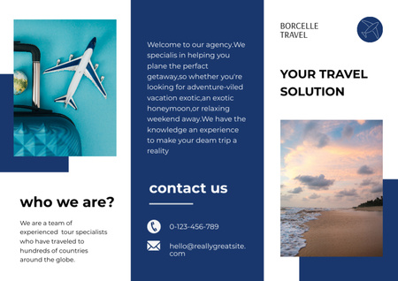 Ontwerpsjabloon van Brochure van travel solutions blauw