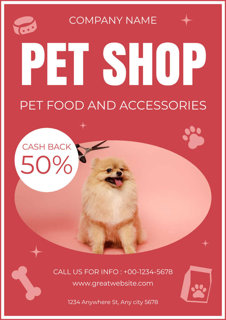 Pet Food and Accessories Sale Poster Design Template