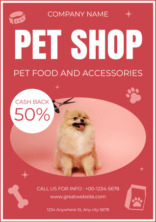 Plantilla de diseño de Venta de alimentos y accesorios para mascotas Poster 