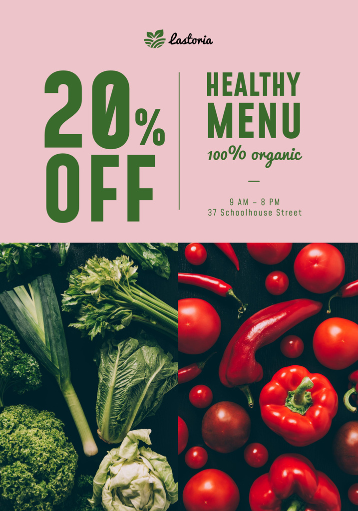 Ontwerpsjabloon van Poster 28x40in van Discount on Healthy Greens and Red Vegetables