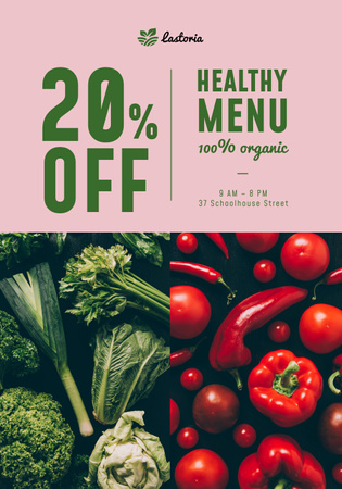 Template di design Discount on Healthy Greens and Red Vegetables Poster 28x40in