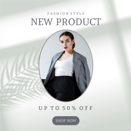 Fashionable Women's Apparel With Discounts In Gray Instagram Design Template