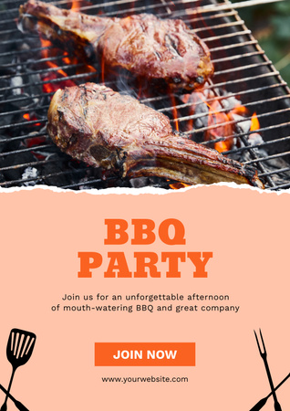 Platilla de diseño Layout of BBQ Party Ad Poster