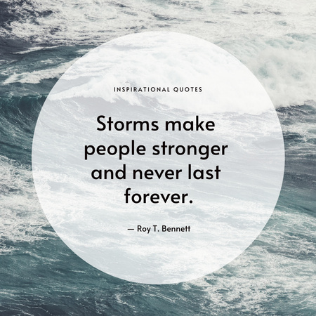 Inspirational Citation about Obstacles with Sea Storm Instagram Design Template