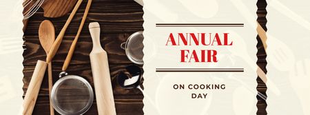 Cooking Day Announcement with Kitchen Utensils Facebook cover Modelo de Design