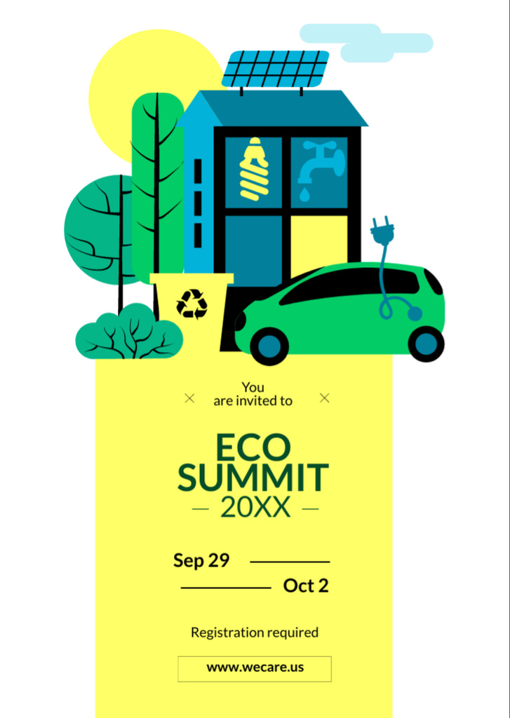 Eco Event Invitation with Sustainable Technologies Flyer A6 Design Template