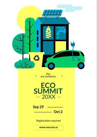 Eco Event Invitation with Sustainable Technologies Flyer A6 tervezősablon