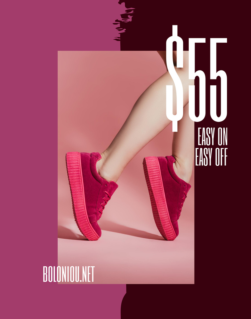 Fashion Sale with Woman in Bright Pink Shoes Poster 22x28in Design Template