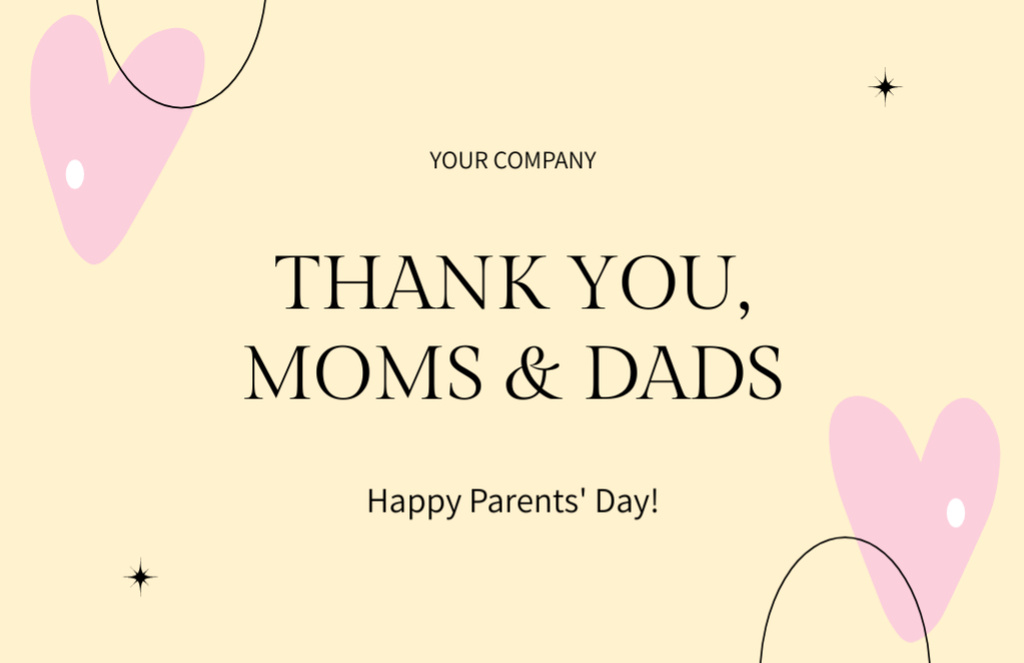 Thanks for Moms and Dads Thank You Card 5.5x8.5inデザインテンプレート