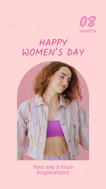 Women's Day Greeting With Dancing And Wish Instagram Video Story Design Template