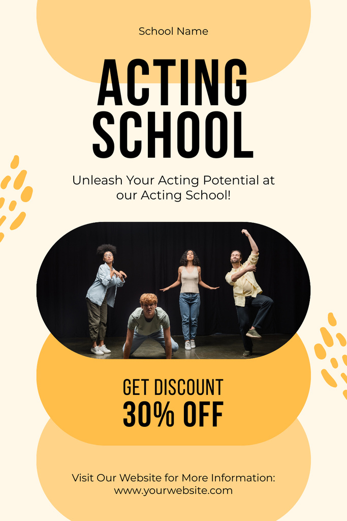 Ontwerpsjabloon van Pinterest van Discount on Acting School with Actors at Performance