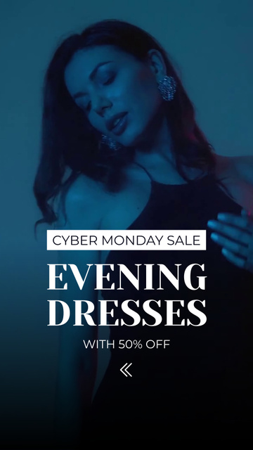 Cyber Monday Offer of Elegant Evening Dresses TikTok Video Tasarım Şablonu