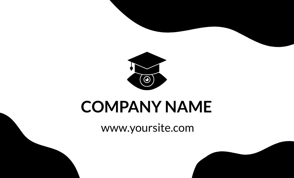 Image of Company Emblem with Black Graduation Hat Business Card 91x55mm Design Template