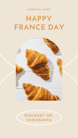Appetizing Croissants Discount Offer on France National Day Instagram Video Story Modelo de Design