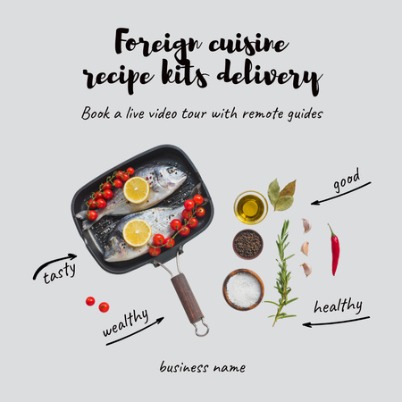 Foreign cuisine recipe kits Animated Post Design Template
