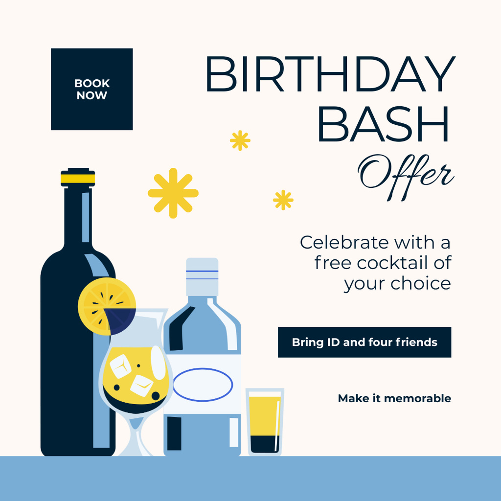 Designvorlage Festive Offer on Birthday Drinks für Instagram