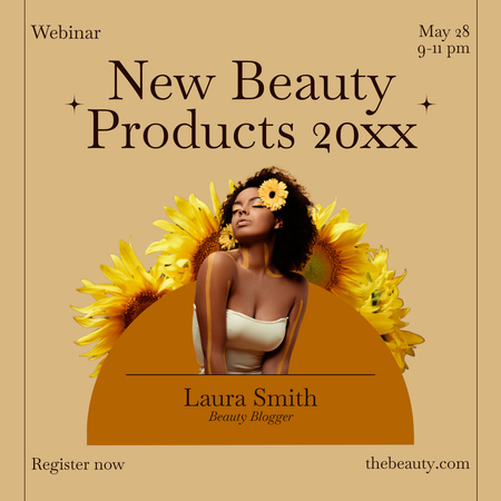 Webinář o nových kosmetických produktech s mladou Afroameričankou Instagram Šablona návrhu