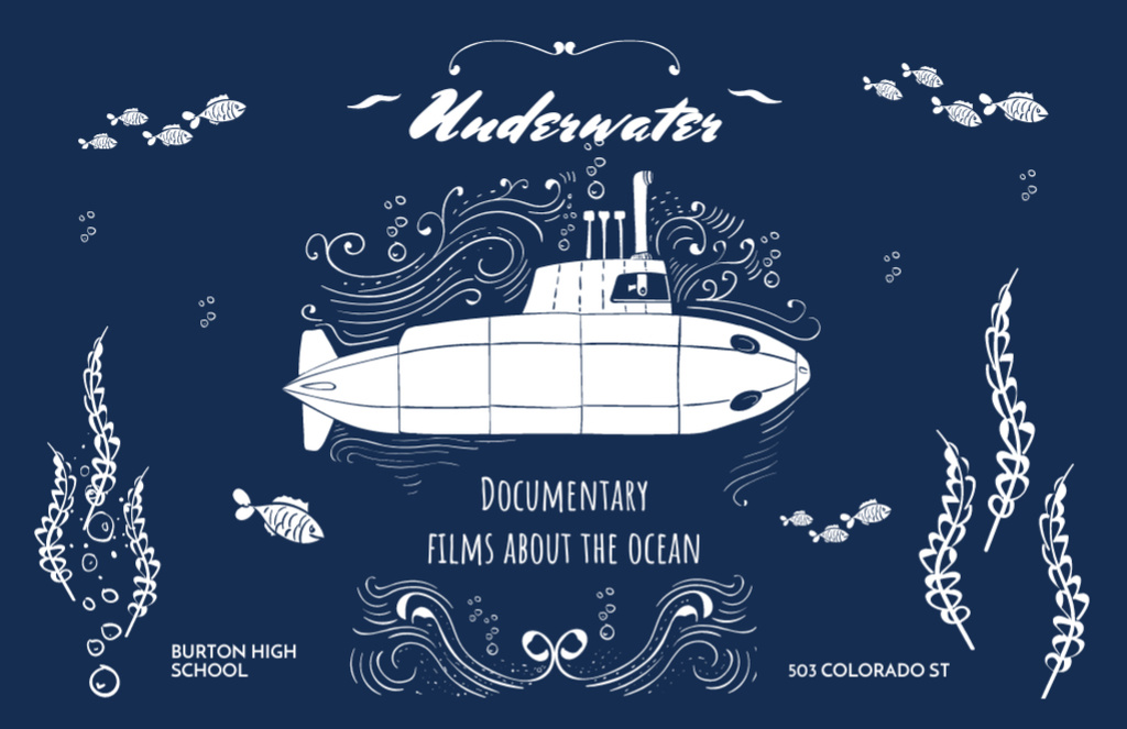 Documentary Film about Underwater Life Flyer 5.5x8.5in Horizontal Tasarım Şablonu