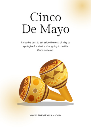 Exciting Holiday Cinco de Mayo Inspirational Wish With Maracas Postcard 5x7in Vertical Design Template