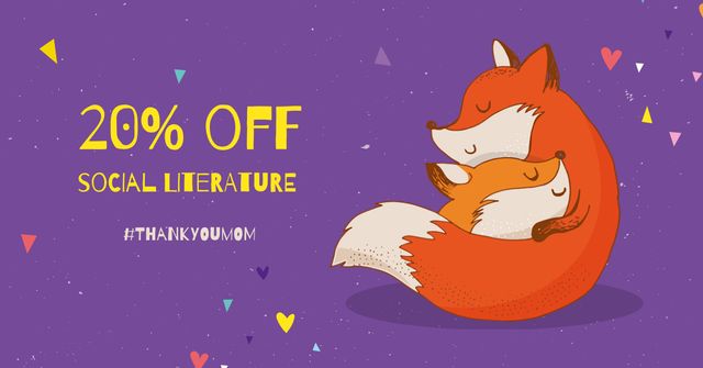Mother's Day Offer with Cute Foxes Facebook AD – шаблон для дизайна