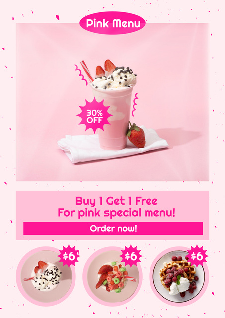 Price-List of Tasty Summer Desserts on Pink Poster Modelo de Design