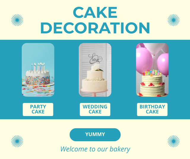 Decoration of Cakes for Your Events Facebook tervezősablon