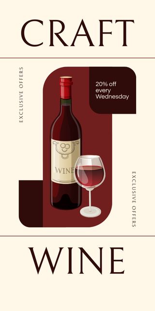 Designvorlage Discount on Craft Wine on Wednesdays für Graphic