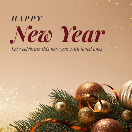 Saudação de feriado de ano novo com árvore decorada Instagram Modelo de Design