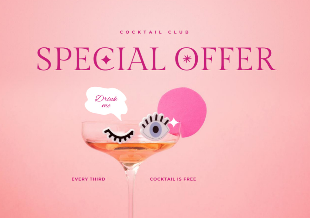 Special Offer from Cocktail Club Flyer A5 Horizontal Design Template