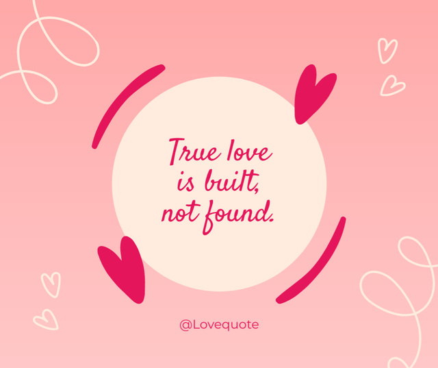 Designvorlage Phrase about True Love with Hearts für Facebook