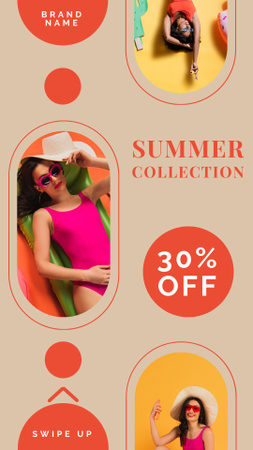 Summer Collection of Swimwear with Bright Collage Instagram Story Design Template