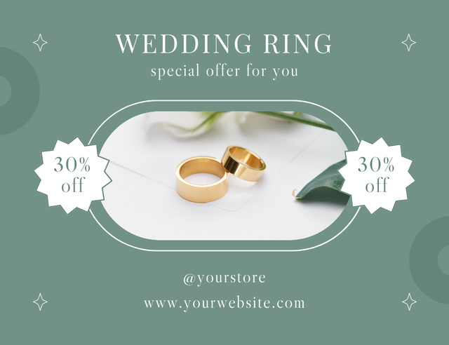 Special Offer of Classic Wedding Rings Thank You Card 5.5x4in Horizontalデザインテンプレート